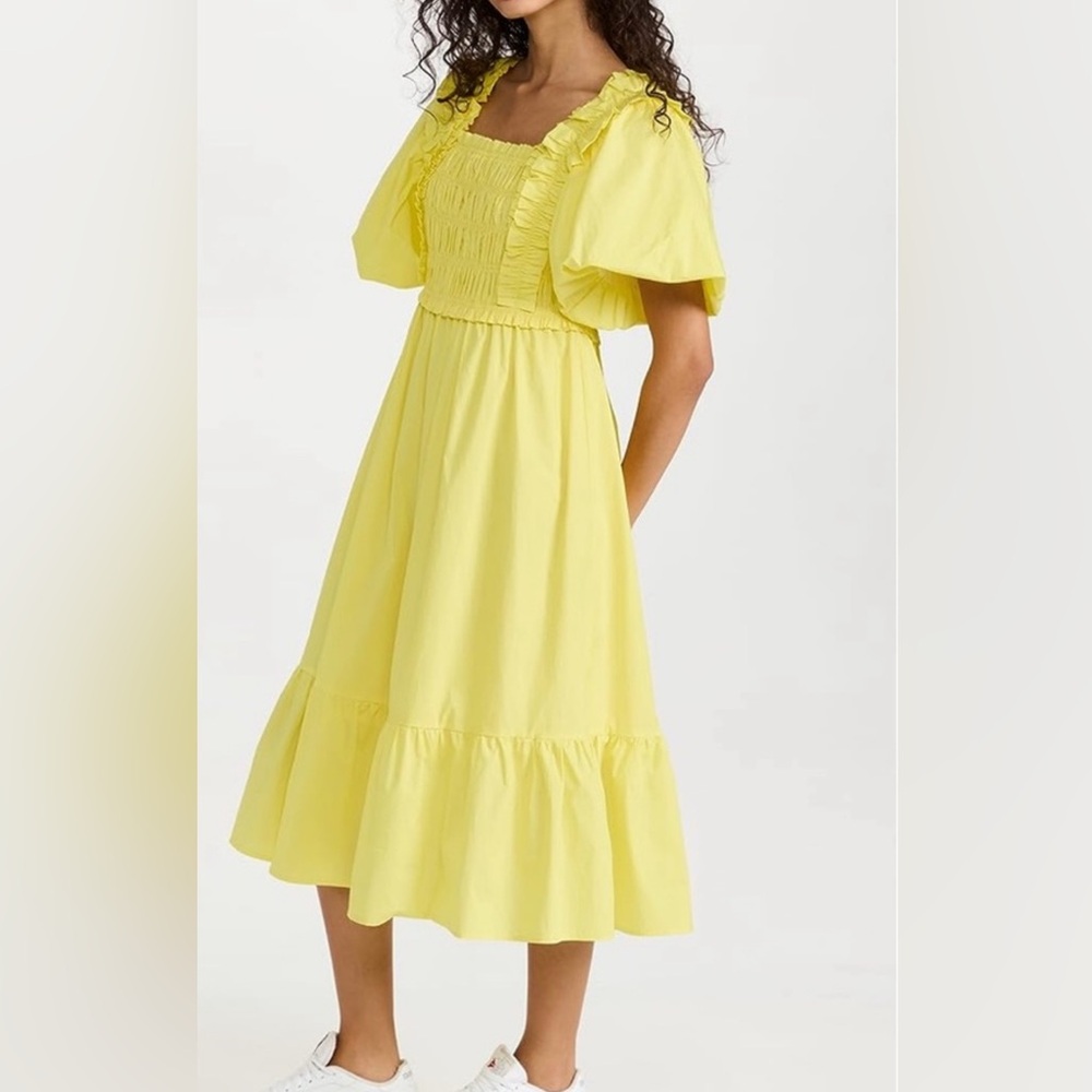 ENGLISH FACTORY PUFF SLEEVE SQUARE NECK MIDI DRESS sz Medium